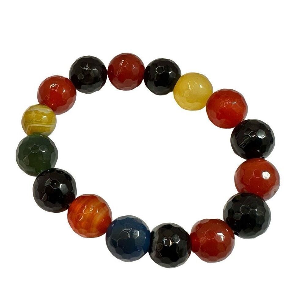 Colorful glass beaded stretchy bracelet